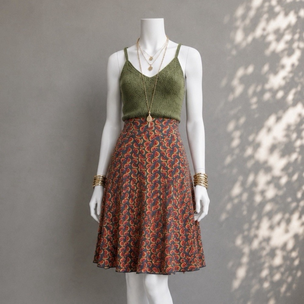 Effies Heart Watermelon Skirt S Red Green Cotton Blend Retro Rockabilly Pockets